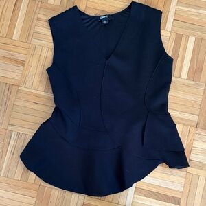 DKNY Black V-Neck Sleeveless Peplum shirt